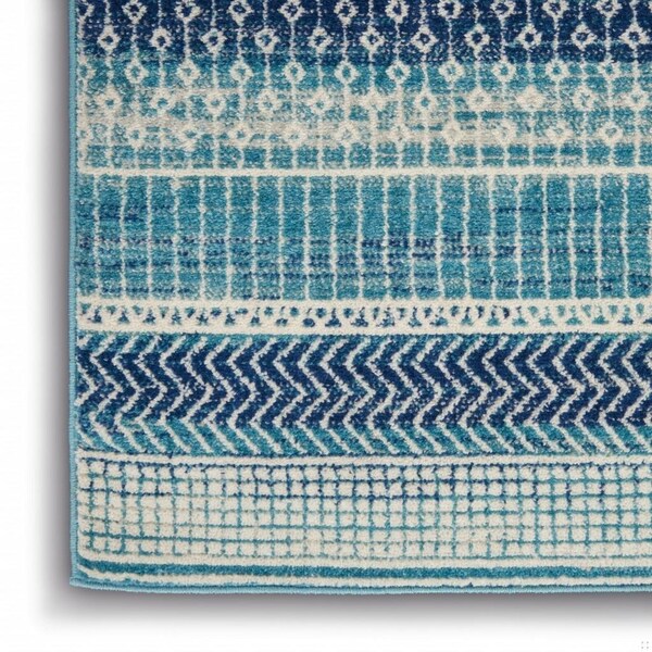 Homeroots 4 x 6 ft. Navy Blue Ornate Stripes Area Rug 385597 - main